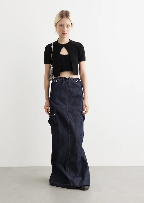 Denim Cargo Maxi Skirt mini skirt trendy