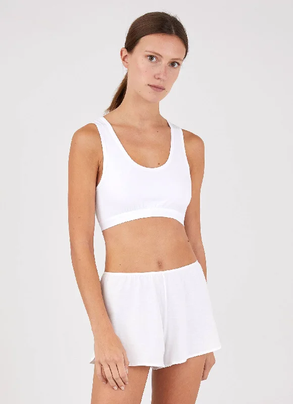 Women's Crop Top in White Sequined Glittery Shiny