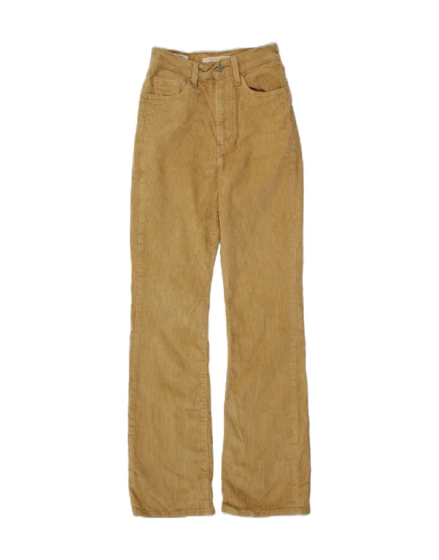 LEVI'S Womens Ribcage Bootcut Corduroy Trousers W24 L33 Beige Cotton Trousers Brand Named