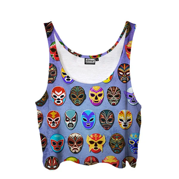 Lucha Libre Mask Crop Top Knit Fabric Woven Fabric Fleece Fabric