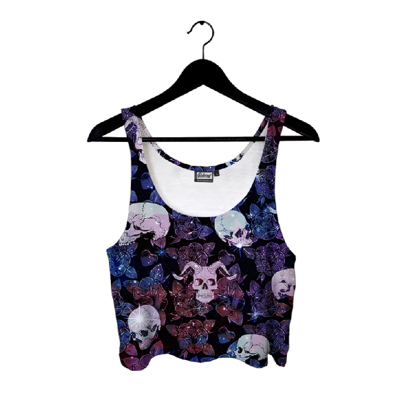 Skull and Roses Crop Top Handmade Hand-knitted Hand-woven