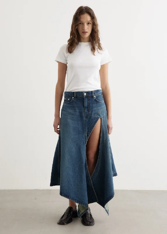 Evergreen Cut Out Denim Skirt wool skirt breathable