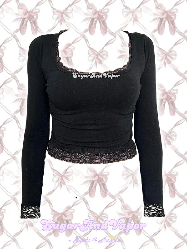 Faelan Dark Coquette Basic Crop Top Cozy Warm Stylish