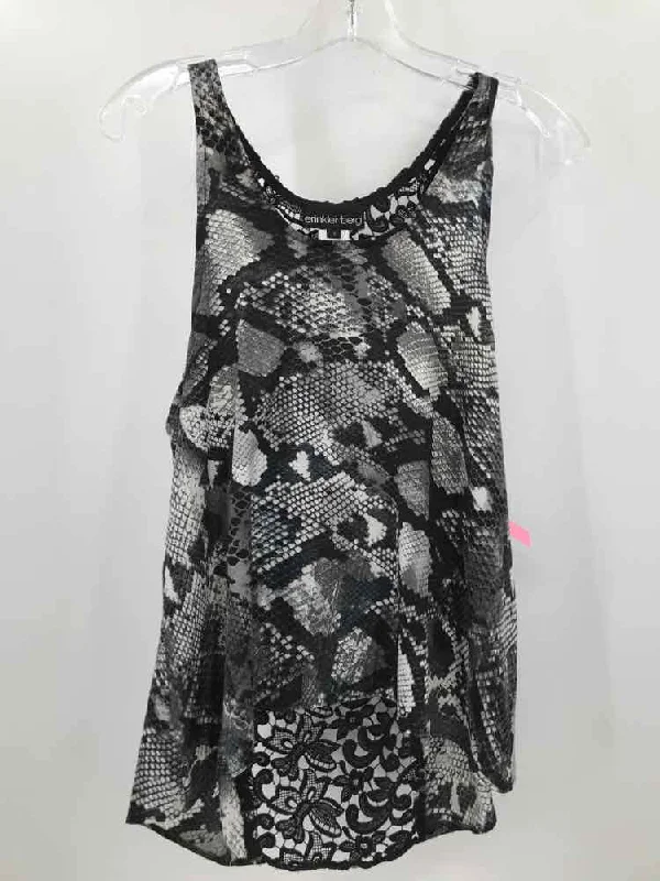 Pre-Owned Erin Kleinberg Black Size 1 Printed Tank Top mesh tank top