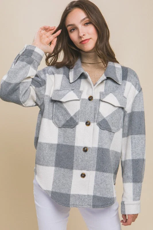 Plaid Flannel Bust Pocket Jacket Jersey Jacket Tulle Jacket Batik Jacket