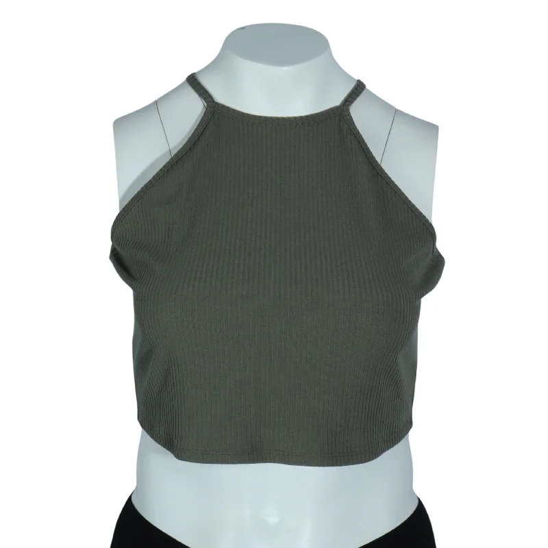 BAR III - Pull Over Crop Top Mesh Blend Leather Blend Suede Blend