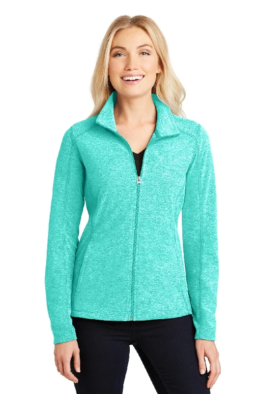 Port Authority Ladies Heather Microfleece Full-Zip Jacket Zippered Front Buttoned Front Snap Front