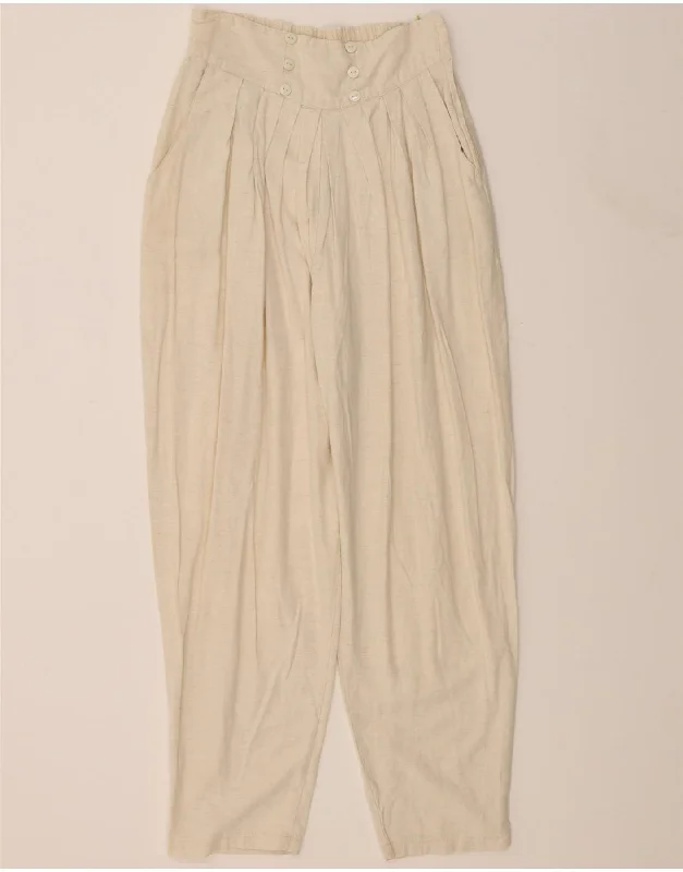 VINTAGE Womens Pegged Casual Trousers EU 38/40 Medium W27 L27 Off White Trousers Review Highly