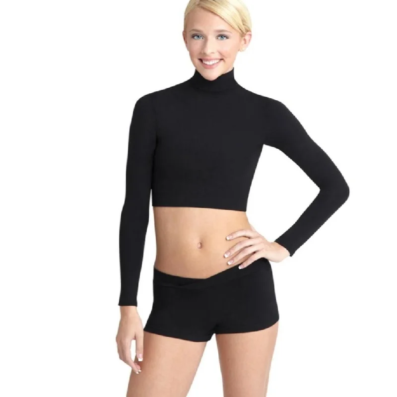 Turtleneck Crop Top Front Pockets Side Pockets Patch Pockets