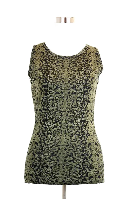 Gucci Women's Green Wool Small Python Printed Blend Tank Top ivory tank top