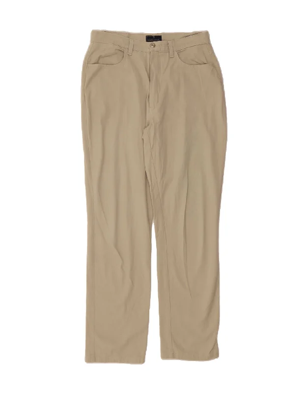 TRUSSARDI Womens Straight Casual Trousers W32 L30 Beige Cotton Trousers Vintage Classic