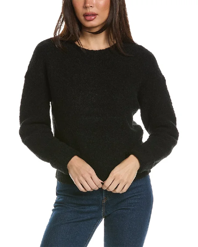 Theory Shrunken Wool & Camel-Blend Sweater Notch Collar Peter Pan Collar Cowl Neck