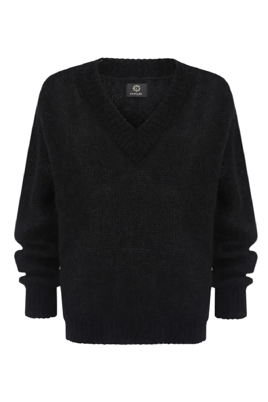 Black Mohair Sweater Elegant Classic Vintage