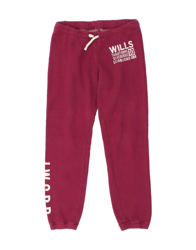 JACK WILLS Womens Graphic Tracksuit Trousers Joggers UK 8 Small Pink Cropped Trousers Casual Linen