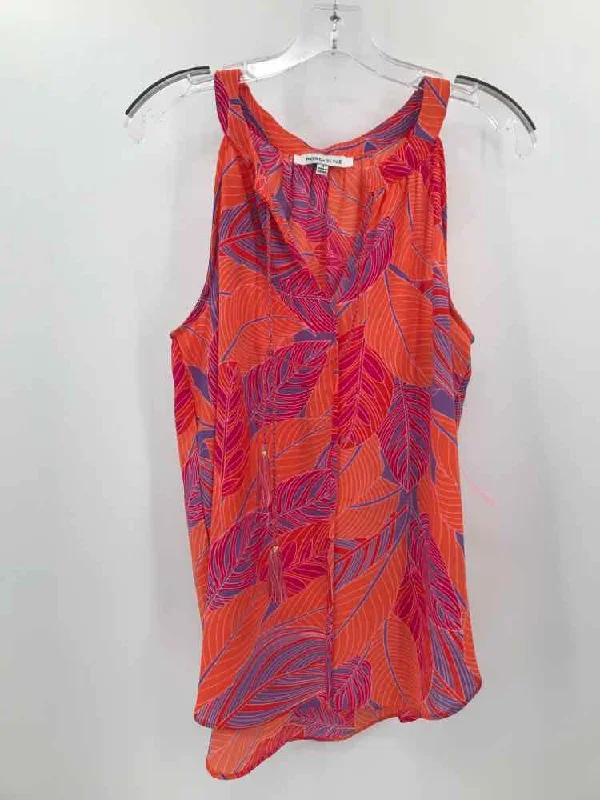 Pre-Owned Rose + Olive Orange Size Medium Printed Tank Top navy tank top