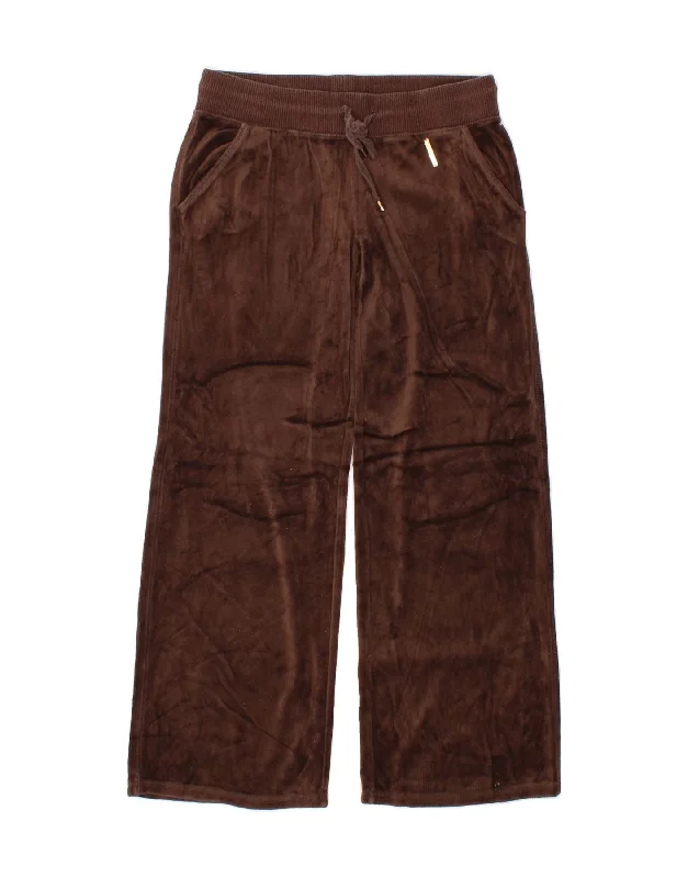 MICHAEL KORS Womens Petite Velour Tracksuit Trousers UK 10 Small  Brown Trousers Essential Wardrobe