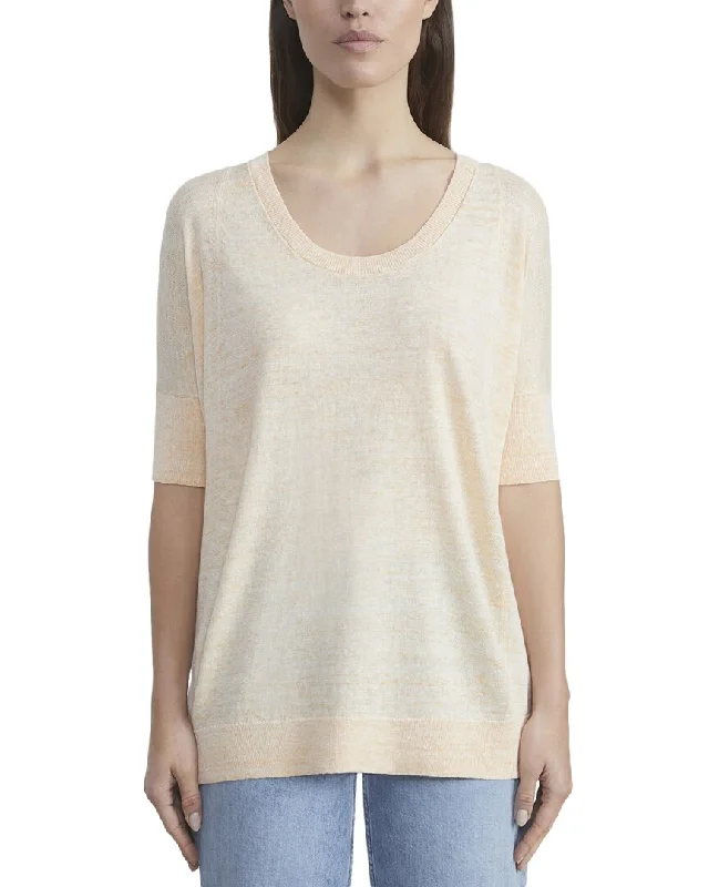 Lafayette 148 New York Oversized Scoop Neck Linen Sweater Soft Cozy Warm