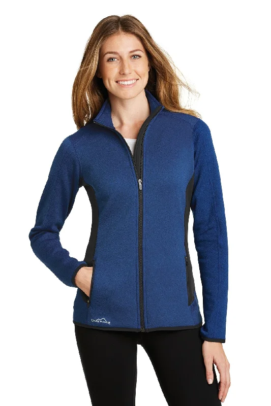 Eddie Bauer Ladies Full-Zip Heather Stretch Fleece Jacket A-Line Jacket Boat Neck Shawl Collar