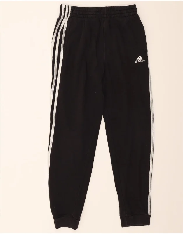 ADIDAS Womens Tracksuit Trousers Joggers UK 4 XS  Black Cotton Trousers Silk Elegant