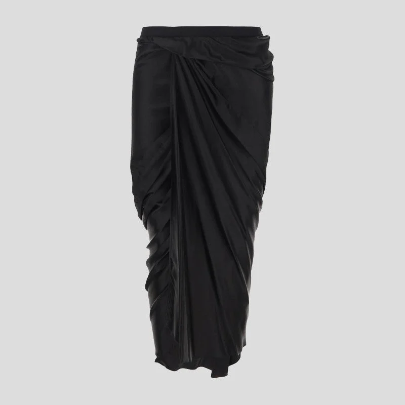 Rick Owens Women Wrap Skirt In Black Cupro corduroy skirt cozy