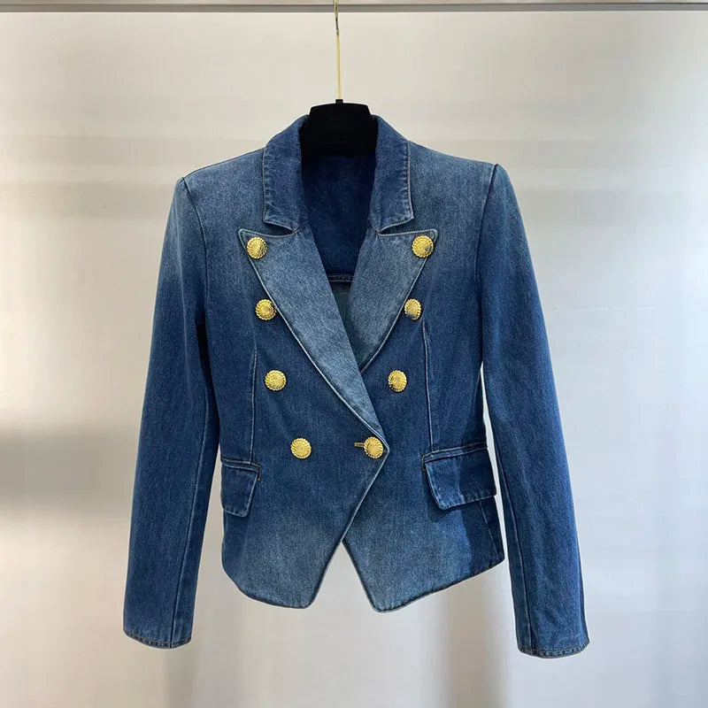 Old Washed Double-Buttoned Denim Jacket Tiered Jacket Buttoned Jacket Zippered Jacket