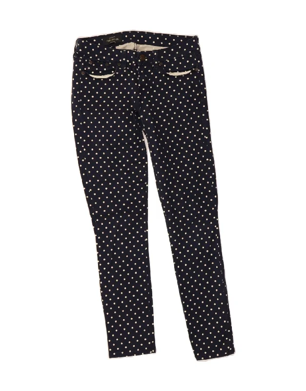 J. CREW Womens Toothpick Casual Trousers W25 L29 Navy Blue Polka Dot Trousers Bridal Satin