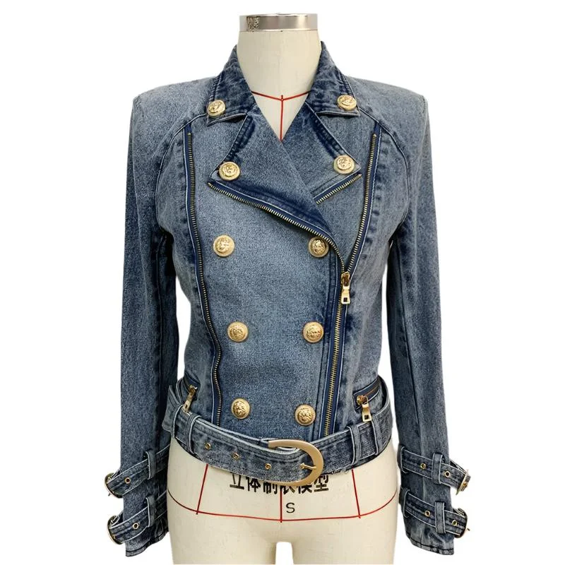 Denim Motorcycle Biker Jacket Jacket Blazer Coat