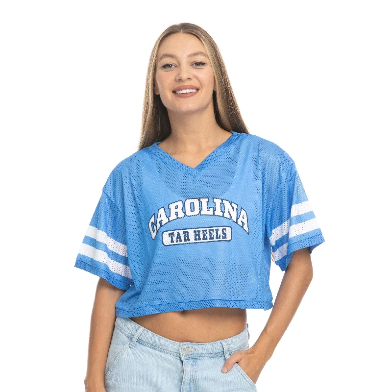 Carolina Tar Heels V-Neck Mesh Crop Top Collared Crew Neck Turtle Neck