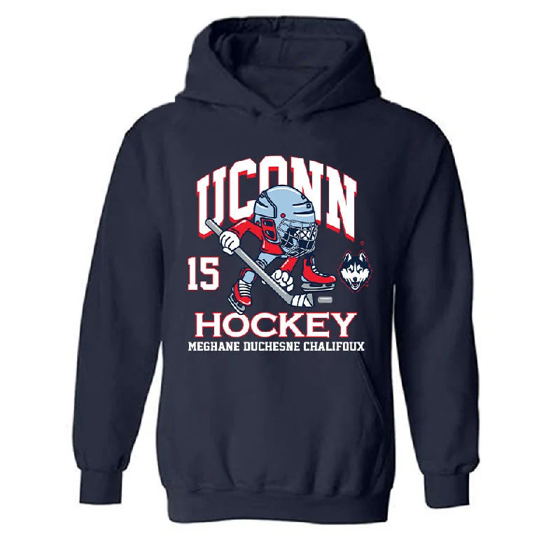 UConn - NCAA Women's Ice Hockey : Meghane Duchesne Chalifoux - Fashion Shersey Hooded Sweatshirt Hoodie with Mesh Breathable Sporty