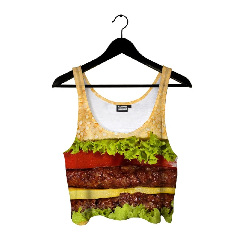 Burger Crop Top Collared Crew Neck Turtle Neck