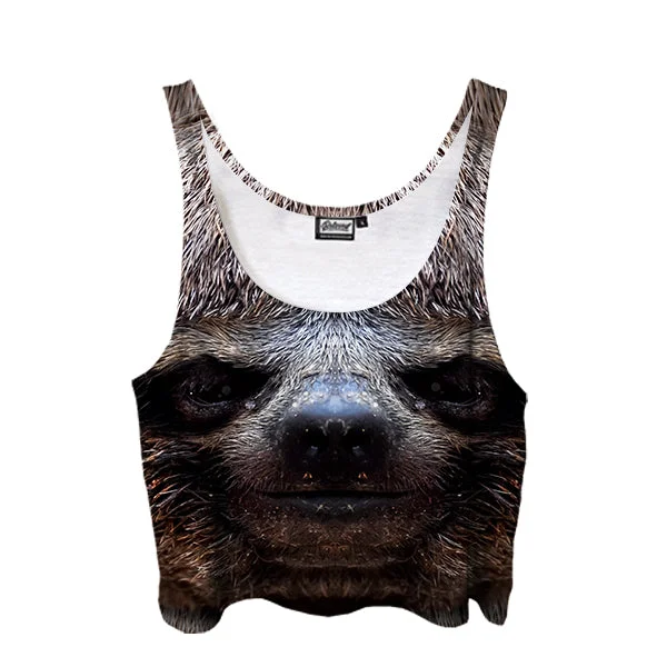 Happy Sloth Crop Top Elasticated Padded Insulated