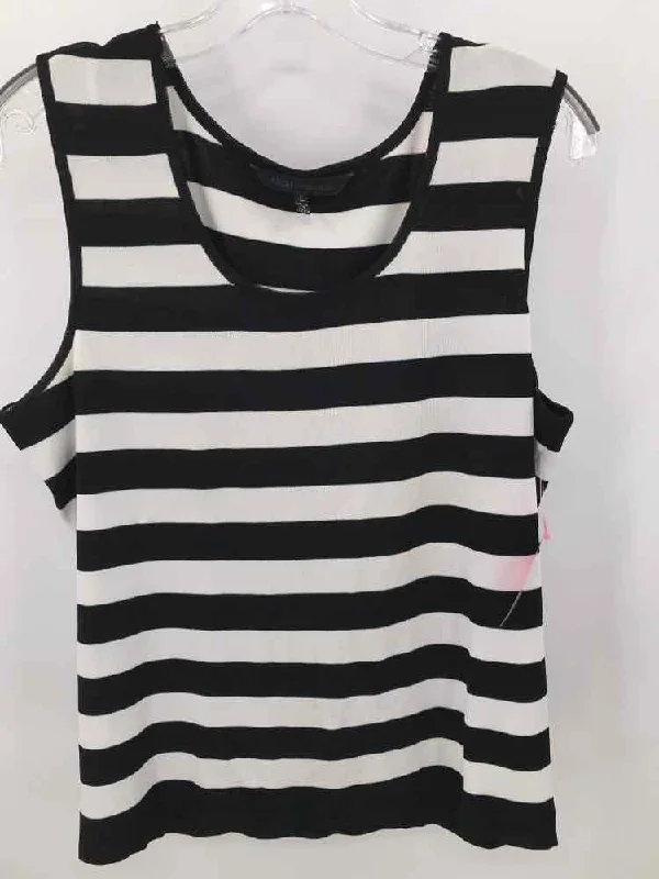 Pre-Owned Ming Wang Black Size Large Stripe Tank Top beige tank top