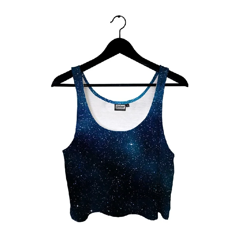 Starry Starry Night Crop Top Spandex Blend Rayon Blend Denim Blend