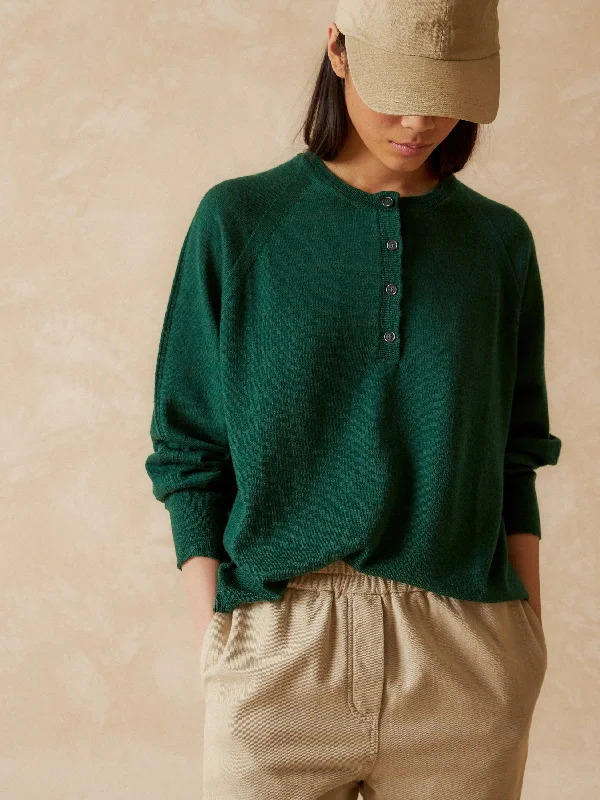 Merino Wool Sweater Green Toggled Drawstring Belted