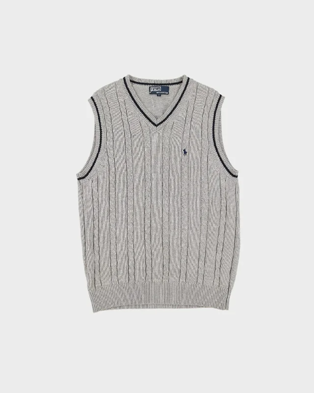 Vintage 90s Polo Ralph Lauren Grey Sweater Vest / Tank Knit - M Oversized Loose Flowy