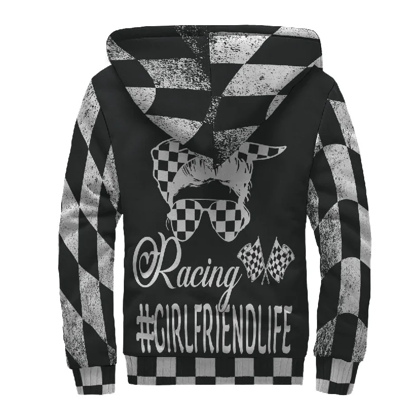 Racing Girlfriend Life Sherpa Jacket Welt Pockets Slit Pockets Flap Pockets