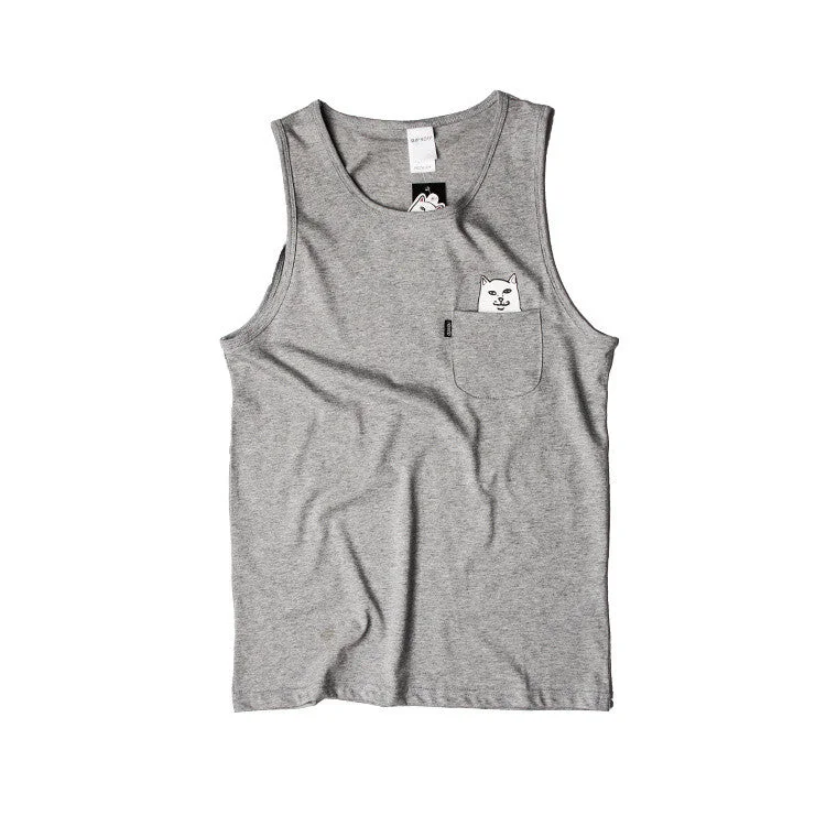 Hidden Pocket Cat Tank Tops (Grey) floral tank top