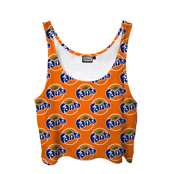 Fanta Pattern Crop Top Rayon Velvet Corduroy