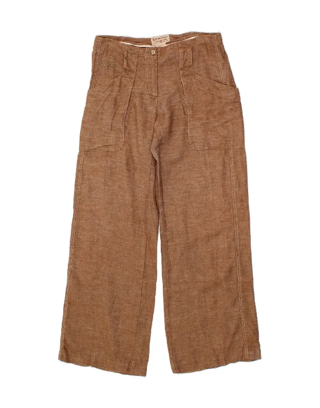 MARLBORO CLASSICS Womens Casual Trousers EU 40 Medium W28 L29 Brown Trousers Handmade Artisanal