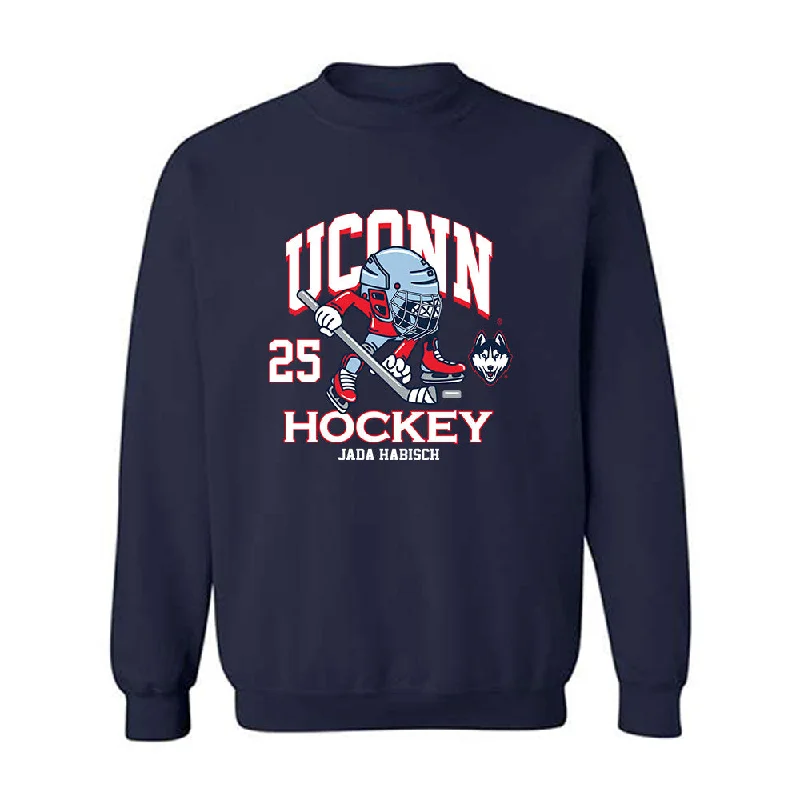 UConn - NCAA Women's Ice Hockey : Jada Habisch - Fashion Shersey Crewneck Sweatshirt Hoodie with Zipper Placket Modern Functional