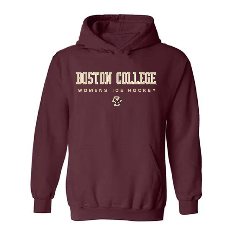 Boston College - NCAA Women's Ice Hockey : Skyler Sharfman - Classic Shersey Hooded Sweatshirt Hoodie with Hem Frayed Vintage Worn