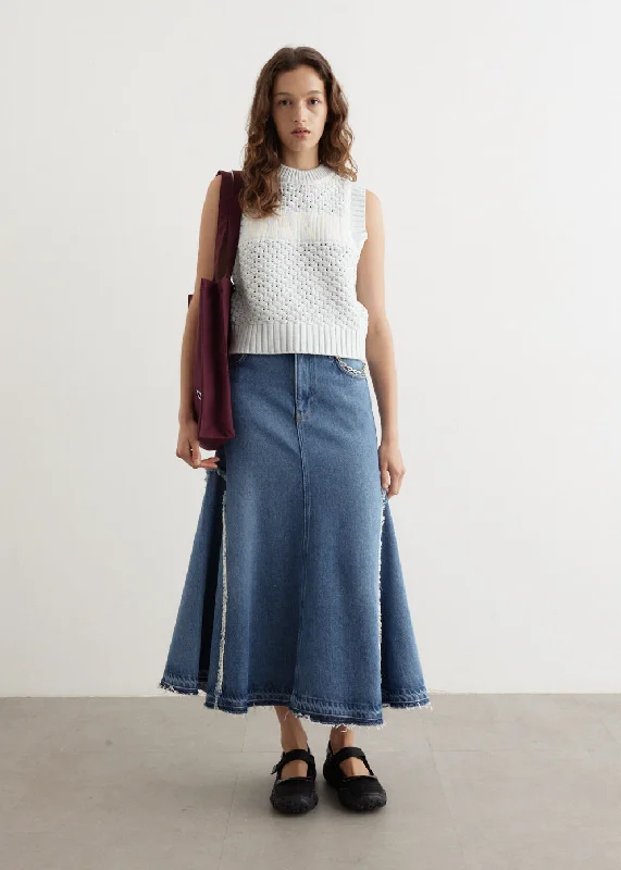 Heavy Denim Midi Skirt velvet skirt sumptuous