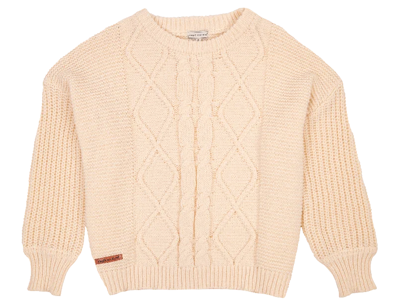 Preppy Sweater Cream Women's Simply Southern Hooded Sweater Collared Sweater Shawl Collar