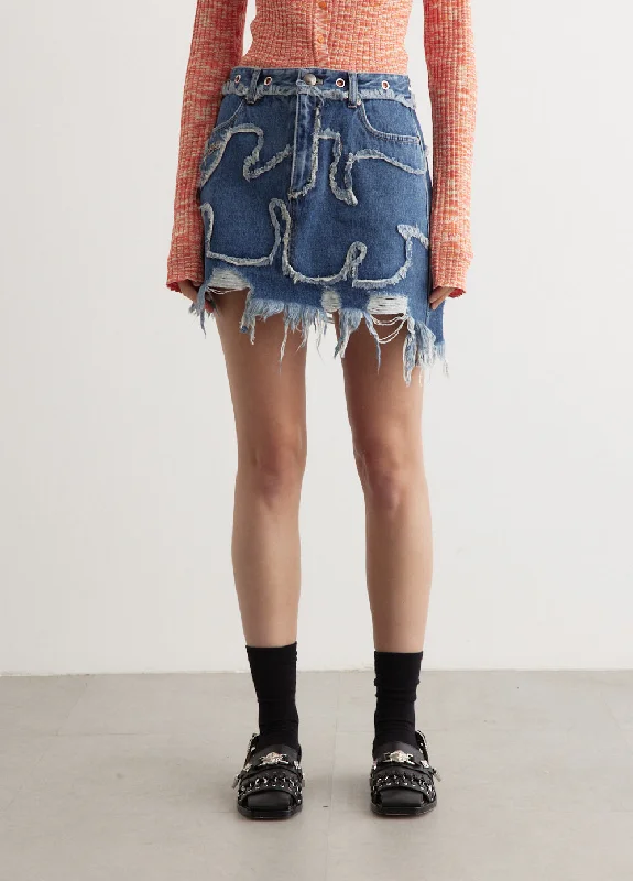 Miako Wave Denim Mini Skirt summer skirt style