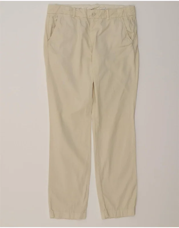 J. CREW Womens City Fit Straight Chino Trousers US 10 Large W34 L32 Beige Trousers Leather Faux