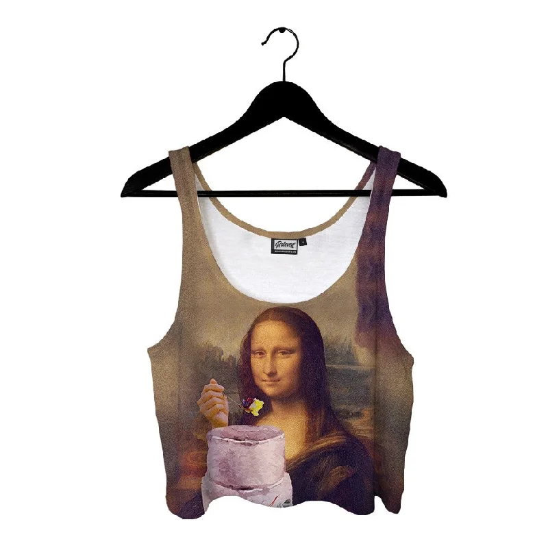 Mona Lisa Cake Crop Top Welt Pockets Slit Pockets Flap Pockets