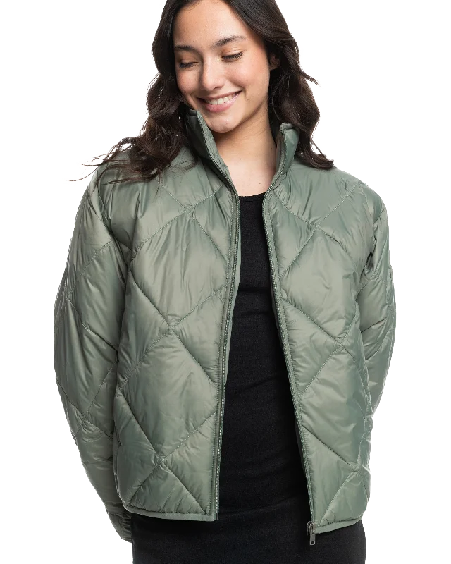 Wind Swept Jacket in Agave Green A-Line Jacket Boat Neck Shawl Collar