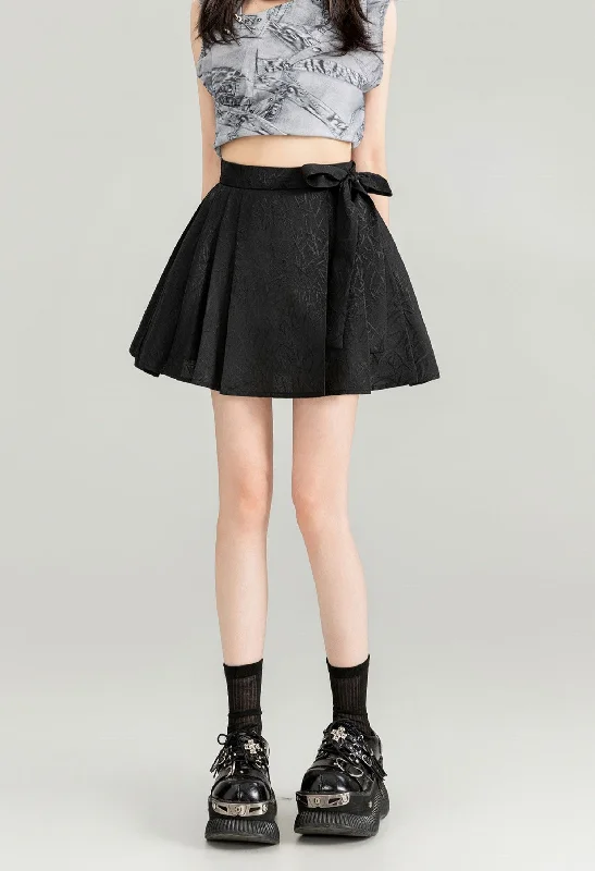 Dark Pattern Jacquard A-line Pleated Short Skirt KEI0081 wool skirt sturdy