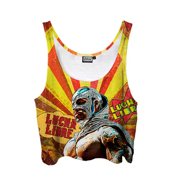 Lucha Libre Crop Top Wool Fabric Cashmere Fabric Tweed Fabric