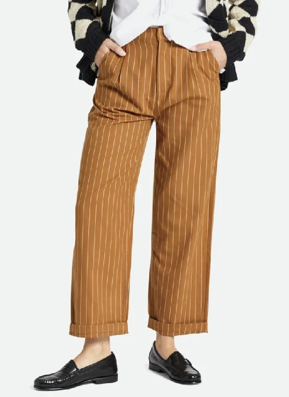 Victory Trouser Pant - Washed Copper Pinstripe Trousers Satin Smooth